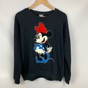 Disney Minie Mouse Embroider Black Sweatshirt L